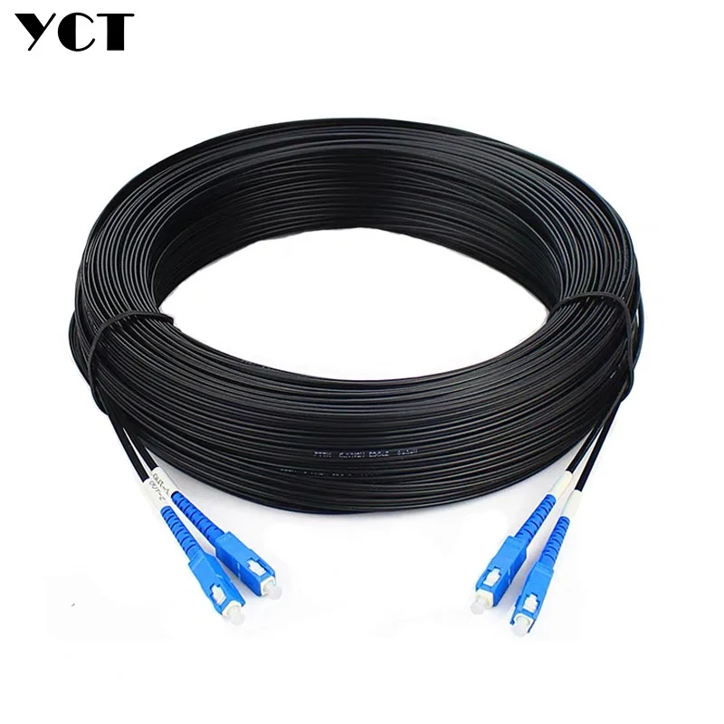 야외 광섬유 점퍼 드롭 케이블, SM SC 3 스틸, 화이트, 블랙, dx ftth 패치 코드, 싱글 모드, 2 코어, 10M20M30M50M60M100M150M