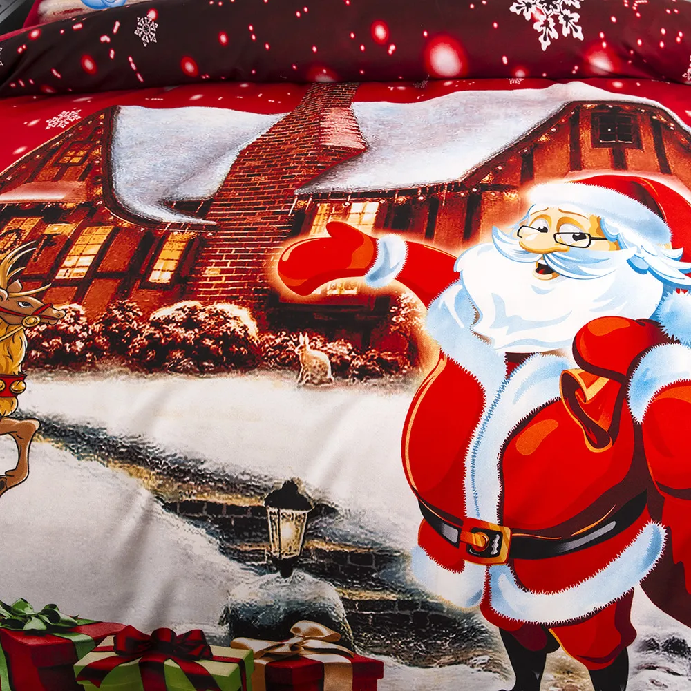 Высокое качество Рождество Санта Клаус принт Постельное белье 3 шт. пододеяльник наволочка близнец полный одеяло набор подарок для малыша