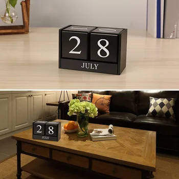 

Vintage Wooden Perpetual Desk Calendar Block Planner Permanent Desktop Organizer DIY Agenda HYD88