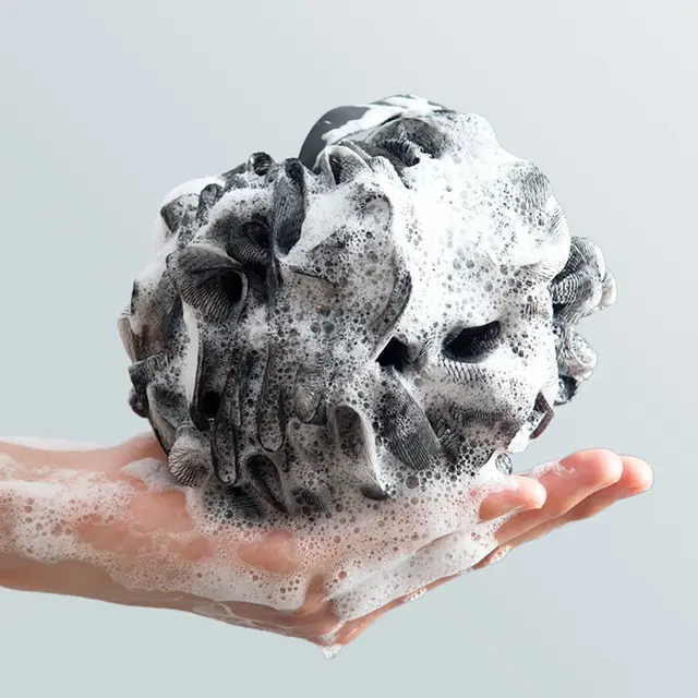 1pc Black Bath Ball Soft Mesh Foaming Sponge Body Skin Cleaner Exfoliation Bathroom Accessories 2