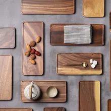 Прямоугольный деревянный поднос для чая Musowood из акации, сервировочный столик, тарелка для закусок, блюдо для хранения еды для отеля, домашний сервировочный поднос Прямоугольный деревянный поднос для чая Musowood из акации, сервировочный столик, тарелка для закусок, блюдо для хранения еды для отеля, домашний сервировочный поднос