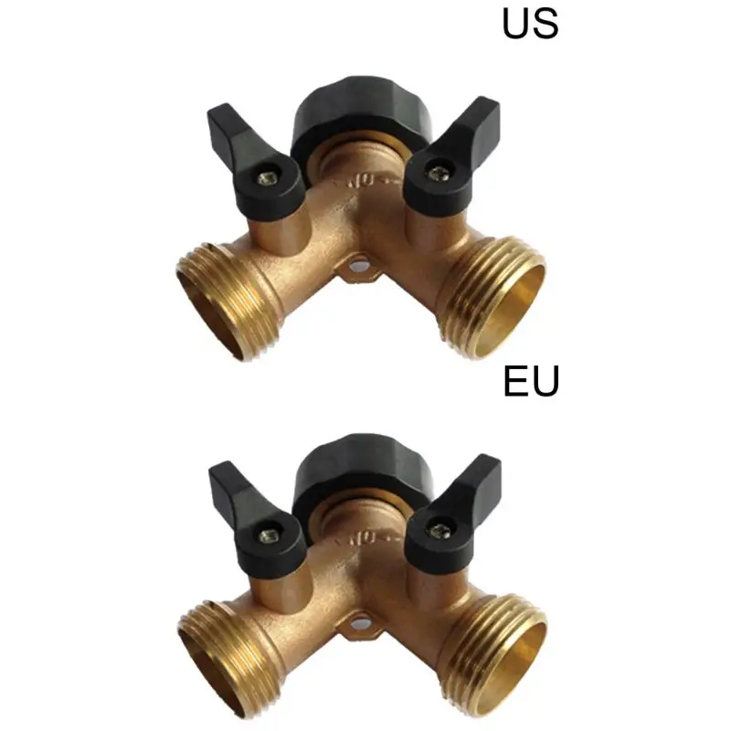 

Garden Hose Connector 2 Way Splitter Tap Diverter Outlet Hose Spigot Adapter with 2 Valves Garden Irrigation Supplies