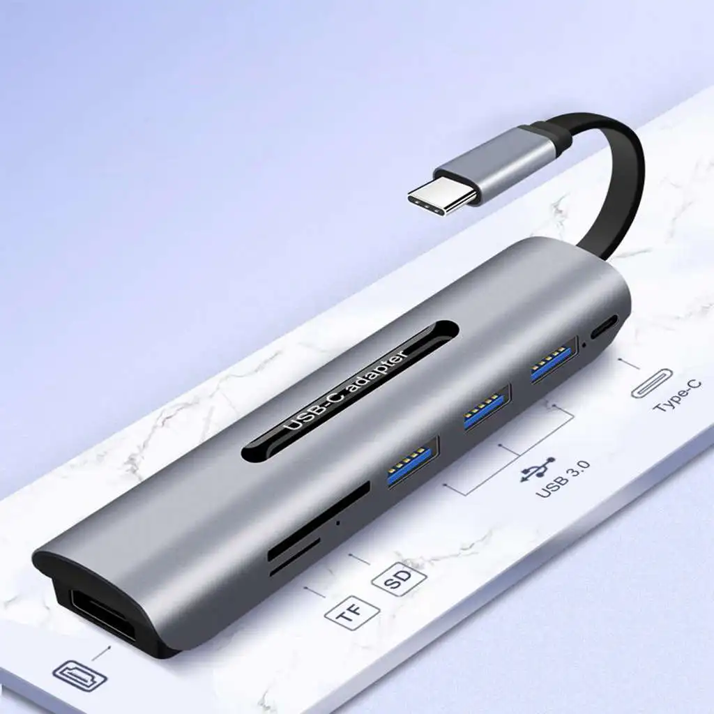 7 в 1 type-C концентратор Usb C адаптер с 4K Hd Hdmi, type-C, зарядка PD порт, 3 Usb 3,0 порта, Df/Tf карта конвертер Поддержка порта abl