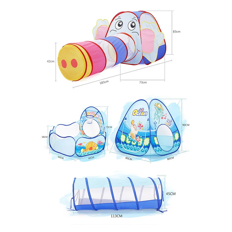 Детская игровая палатка с туннельным океаническим шаром, бассейн с баскетбольное кольцо для малышей, открытый Крытый 3 в 1, всплывающий игровой домик для детей