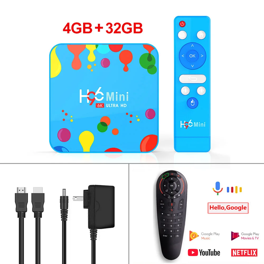 H96 мини Android ТВ приставка Макс 4 Гб ОЗУ 128 Гб ПЗУ Смарт ТВ приставка Android 9,0 H96mini Allwinner H6 2,4/5G Wifi ТВ приставка Netflix Youtube 4K - Цвет: 4GB 32GB G30