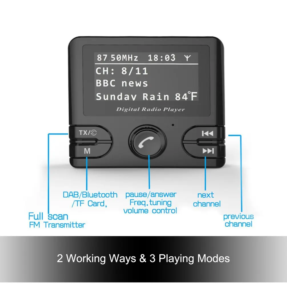 2," lcd Автомобильный DAB приемник тюнер fm-передатчик адаптер Антенна USB Plug and Play CT с автомобильным зарядным устройством