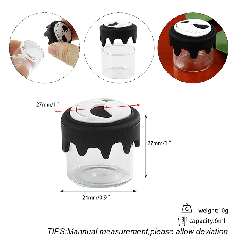 Novel 3Pcs 6ml Silicone Glass  Container for  Mini Concentrate Jars Storage 2