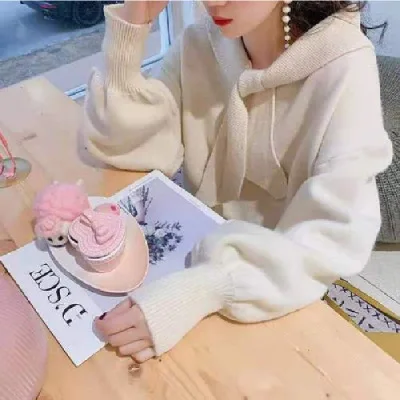 

2019 Autumn And Winter New Style Korean-style Short Solid Color Students Laziness-Style Loose-Fit Long Sleeve Women's Pullover K