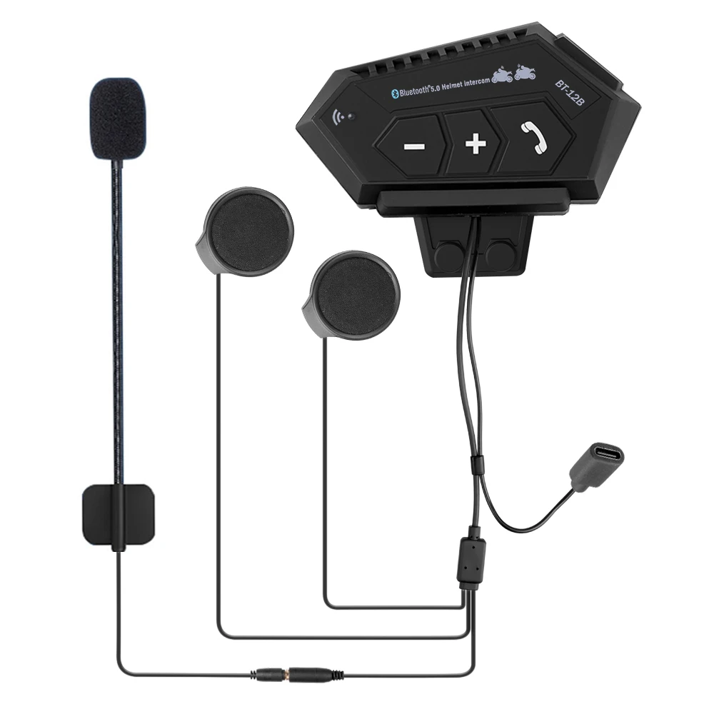 

BT-12B Motorcycle Helmet Earphone Bluetooth 5.0+CSR Headset 2000mah Battery Handsfree Intercom For Full/Half Face Helmet