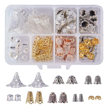 

8Seasons Zinc Alloy Beads Caps Mixed Irregular Flower DIY Making Jewelry Kits Findings 29mmx24mm-7mmx7mm,1Box (Approx 80PCs/Box)