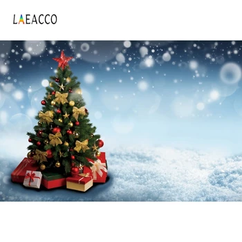 

Laeacco Winter Photophone Snow Christmas Tree Gifts Photo Backdrops New Year Photography Backgrounds Baby Portrait Photocall