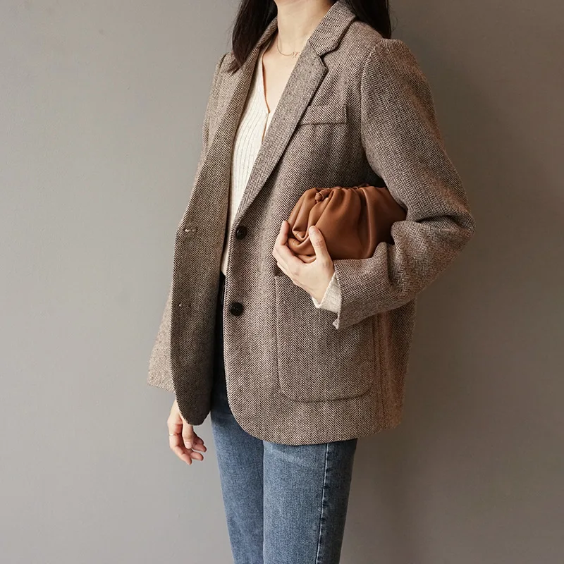 Женское Свободное пальто с длинным рукавом повседневное в Корейском стиле