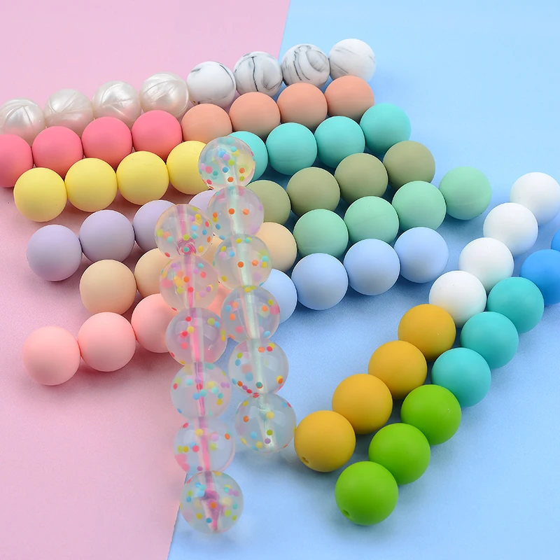 LOFCA 12mm 20 개/몫 실리콘 느슨한 구슬 젖니가 남 구슬 DIY Chewable 다채로운 젖니가 남   Teether 라운드
