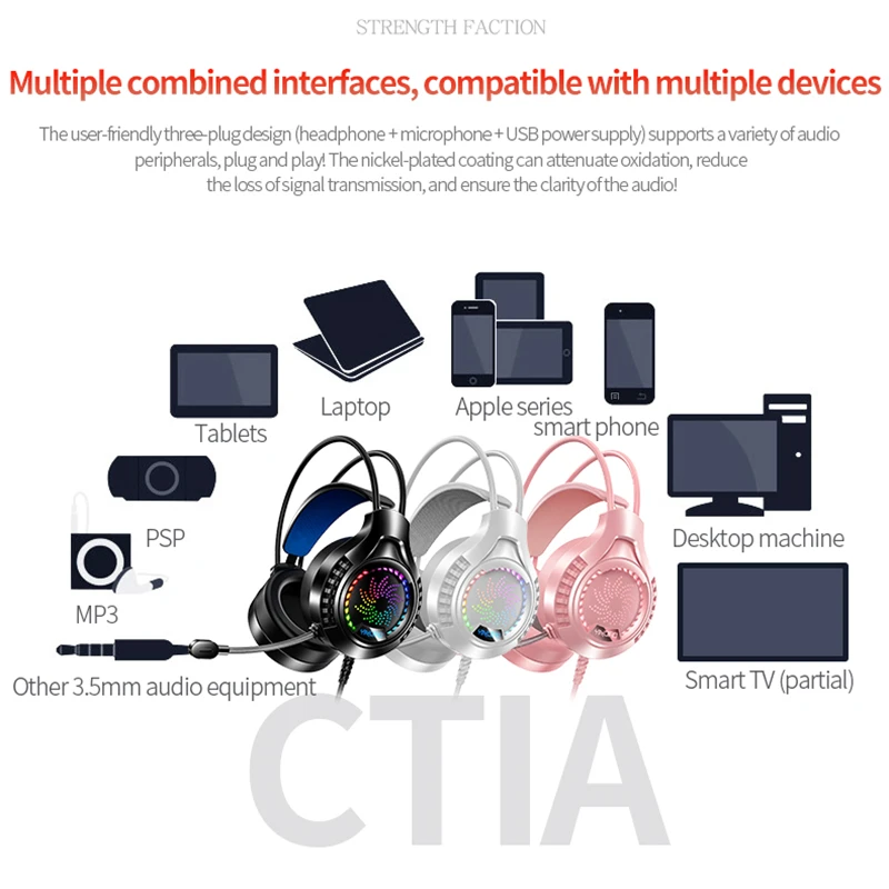 Rgb Gaming Headconjunto com Microfone 7.1 Surround hd Som Estéreo Duplo 3.5 mm Usb Wired Fone de Ouvido para Ps5 Computador Portátil Telefone - Image 5