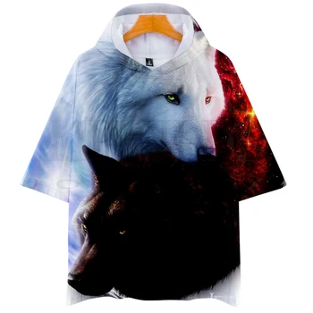 

New fashion Hip Hop Wolf T Shirt Boy 3D Print Men Boy Animal Hooded T Shirt Summer Men's High Quality t shirts boys Harajuku