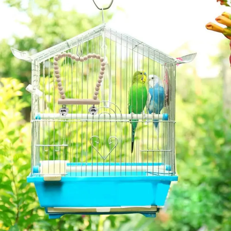 8 Pcs/set Bird Parrot Swing Chew Toys Natural Wood Hanging Bell Birds Cage Toy for Small Parakeets Cockatiels Bird Supplies
