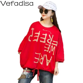

Vefadisa Letter Print Women Sweatshirt 2020 Spring Batwing Sleeve O-Neck Pullover Sweatshirt Black White Red Yellow QYF2107