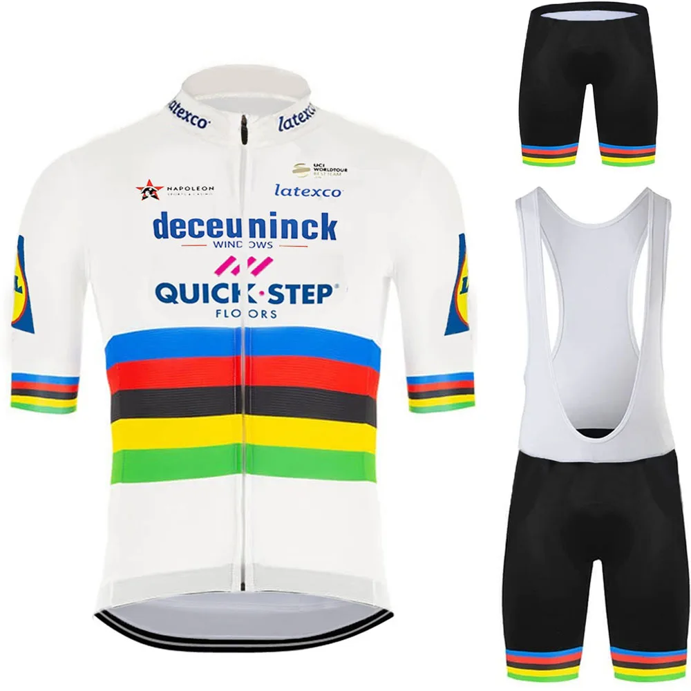 WORLD CHAMPION Cycling Jersey Set QUICK STEP Cycling Clothing Road Bike Shirt Suit Bicycle Bib Shorts MTB Maillot Culotte cycling suit cycling jersey set