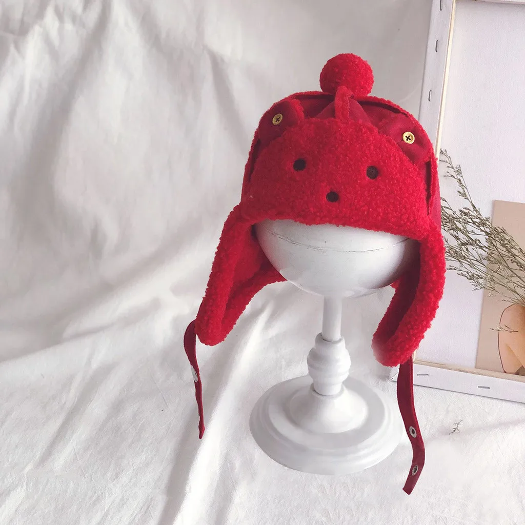 baby hat Children Boys And Girls Cute Cartoon Plush Embroidery Warm Head Wrap Kids Baby Witner Hat Cap newborn Photography Props