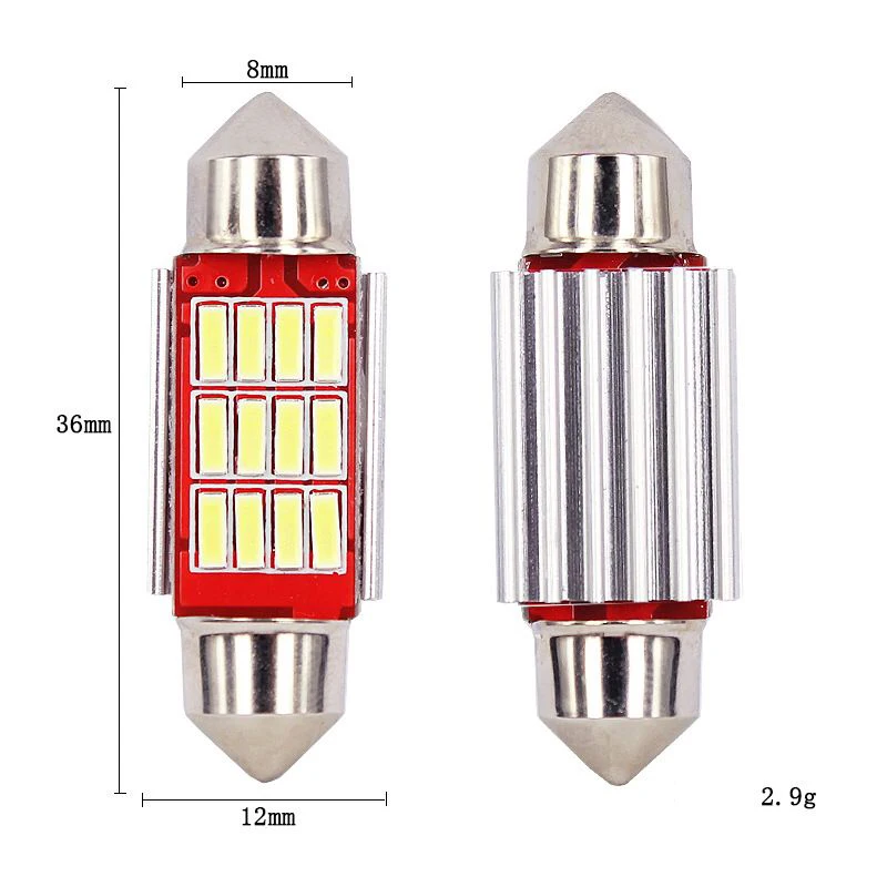 10 шт. гирлянда 31 мм 36 мм/39 мм/41 мм C5W CANBUS без ошибок авто светильник 12 SMD 4014 светодиодный салона Купол лампы для чтения белый DC12V