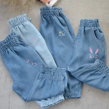 Новые летние детские шорты из натурального хлопка в Корейском стиле удобные ковбойские капри для девочек на шнуровке