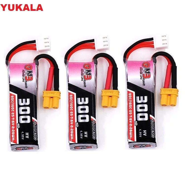 YUKALA 1 3 шт 300 mah 7 6 V 80C/160C HV Lipo батарея с штепсельной вилкой XT30 для Beta75X 2S Beta65X дроны