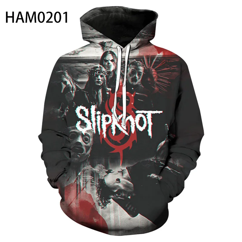 2021 Slipknot Boys' And Girls' Sweatshirt Spring Autumn 3D Printing Trend Hip Hop Street Rock Hooded Fashion Pullover Cotton | Мужская