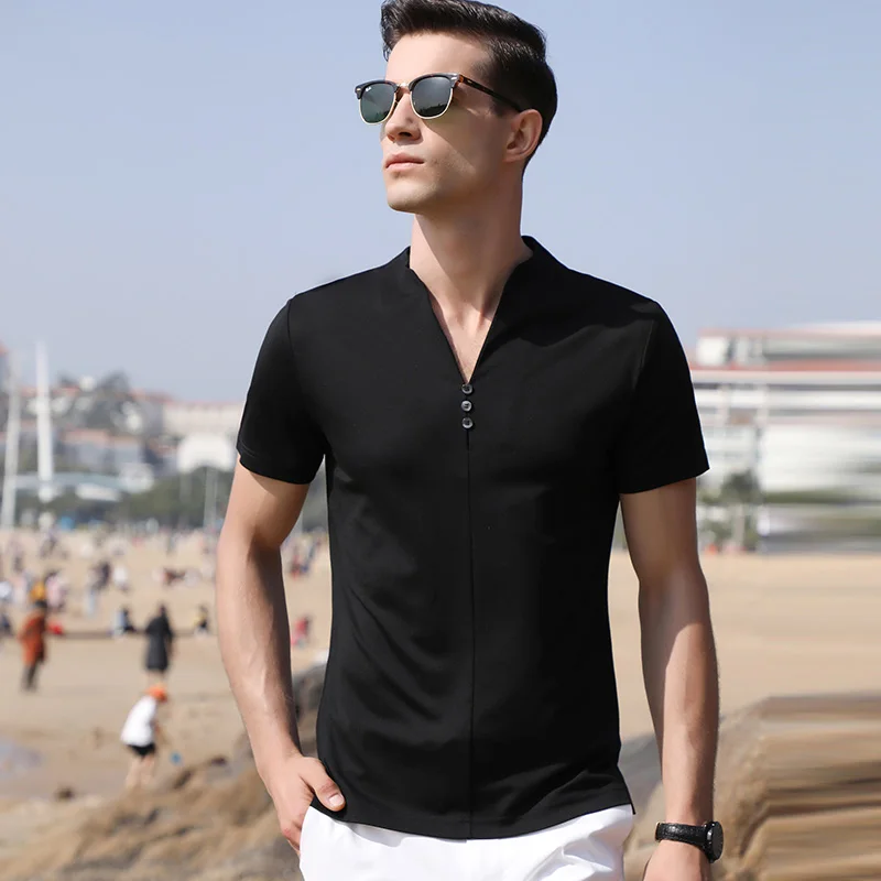 Мужская рубашка поло с коротким рукавом тонкая дышащая модная мужская