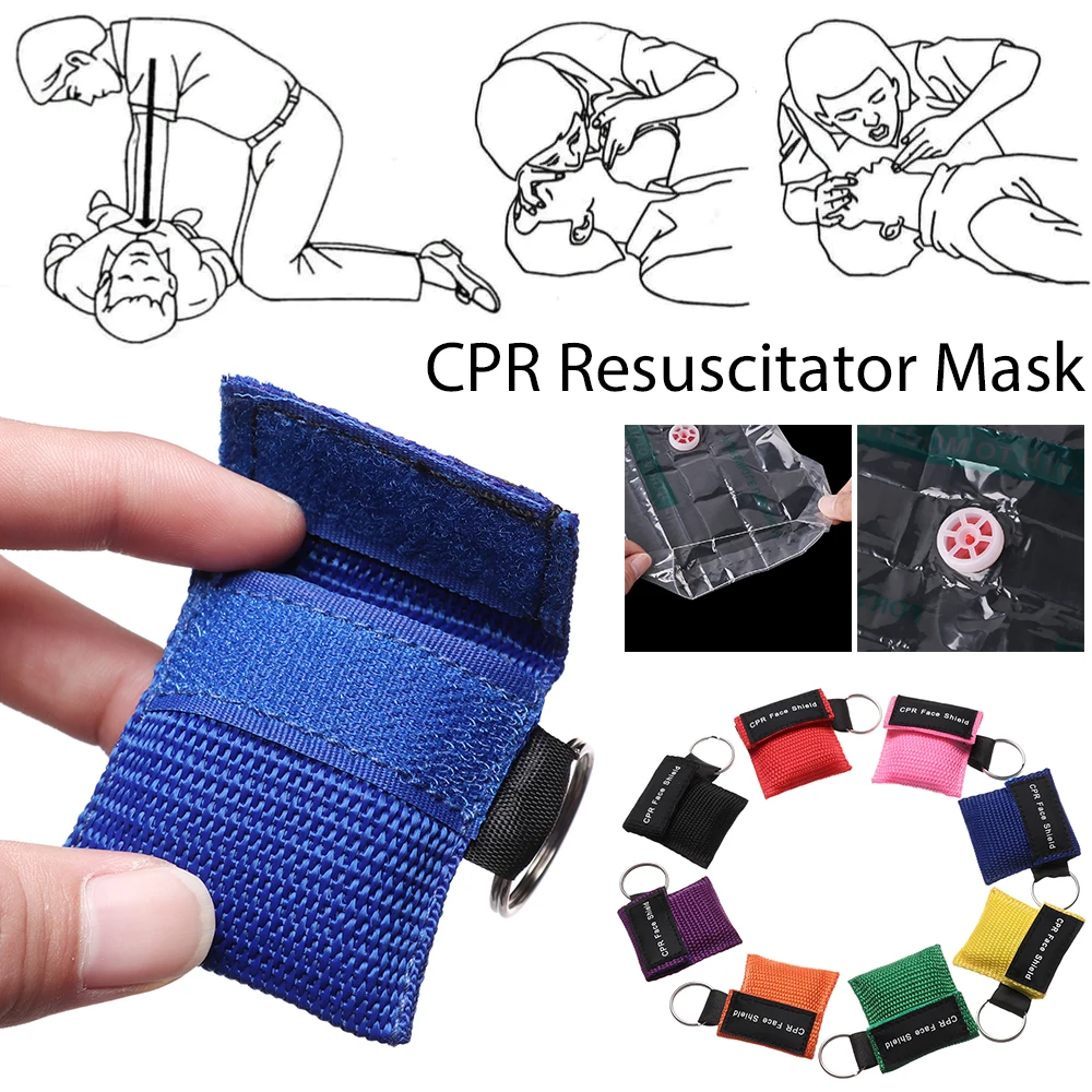 

CPR Resuscitator Mask Emergency Aid Face Shield Artificial Respiration Disposable Respirator Pocket Health Care Tools Keychain