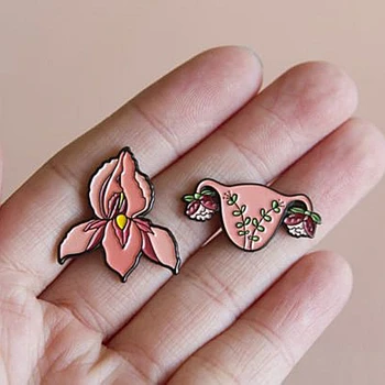 

Feminism Blooming Uterus Flower Enamel Brooch Pins Badge Lapel Pins Alloy Metal Fashion Jewelry Accessories Gifts