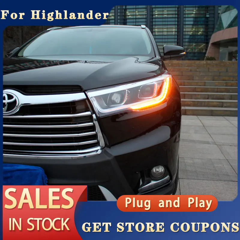 

For Toyota Highlander Head lights 2015 New Kluger LED Head light DRL Hid Head Lamp Angel Eye Bi Xenon Accessories