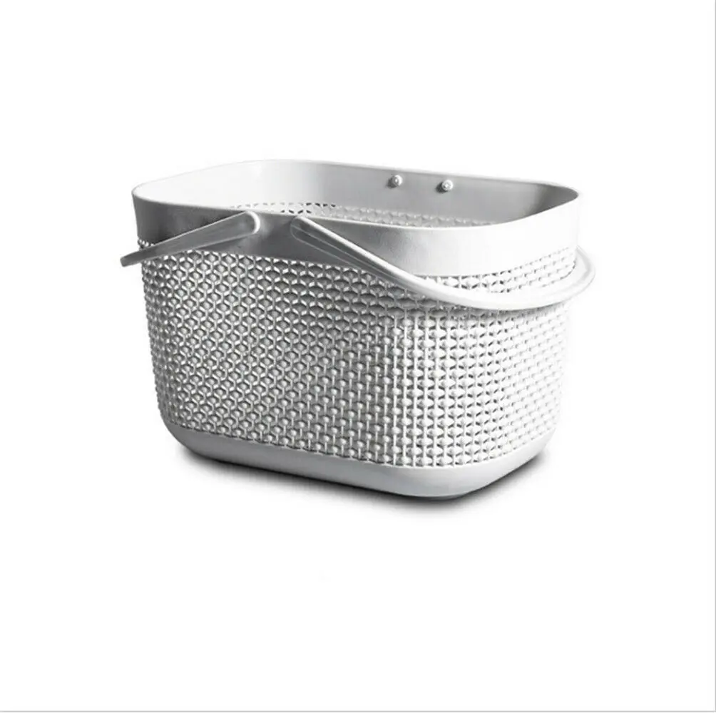 Home Plastic Storage Basket+ Handle Durable Bathroom Organizer Container Holder Bins