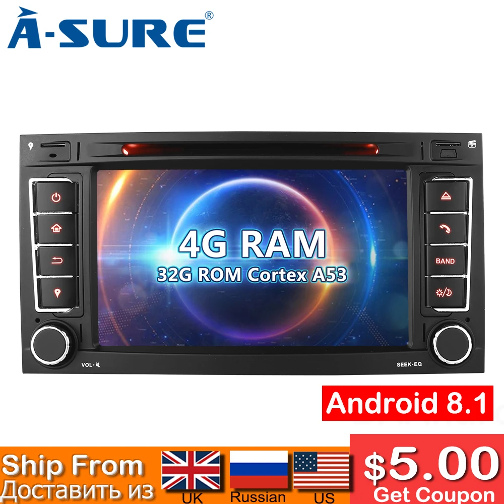 

A-Sure 2 Din 8 Core 4G RAM 32G ROM Android Car Radio GPS DVD Navigation For Volkswagen VW T5 Multivan Transporter