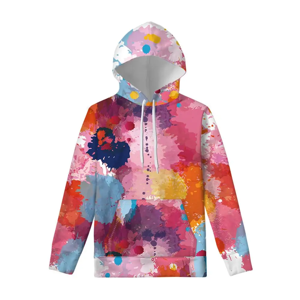 Милая толстовка с капюшоном, модная Женская толстовка с капюшоном и принтом Tie Dye, больше размера d, Женский пуловер, топы, осенние толстовки с длинным рукавом свободного размера плюс