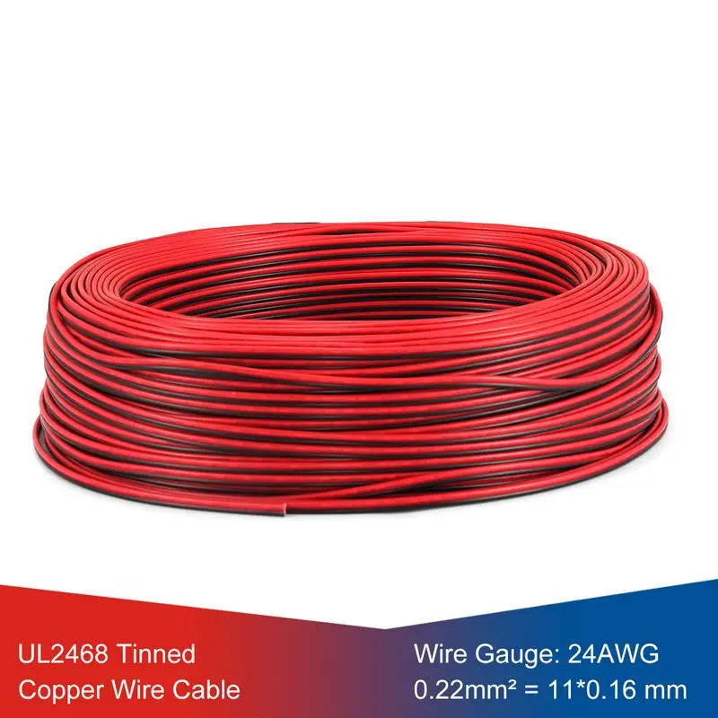 5 рулон 100 м лампа кабель AWG 24 ПВХ изолированной медной проволоки UL2468 2 Pin