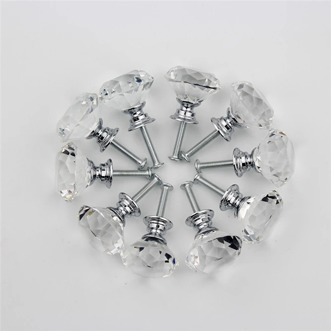 

50pcs Genuine Diamond shape Crystal Glass Knobs Cupboard Pulls Drawer Knobs Kitchen Cabinet Handles Furniture Handle Hardware