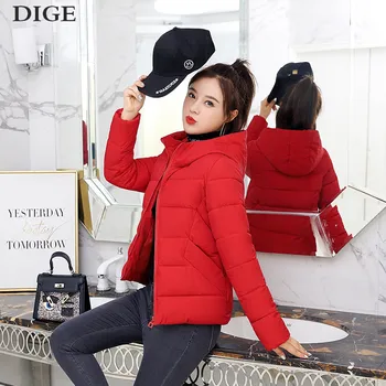 

New Winter Jacket women Plus Size Womens Parkas Thicken Outerwear solid hooded Coats Short Female Slim Cotton padded basic tops