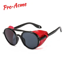 Pro Acme крутые модные круглые солнцезащитные очки в стиле стимпанк для мужчин и женщин с кожаным боковым покрытием фирменный дизайн готические панк Солнцезащитные очки PA1280