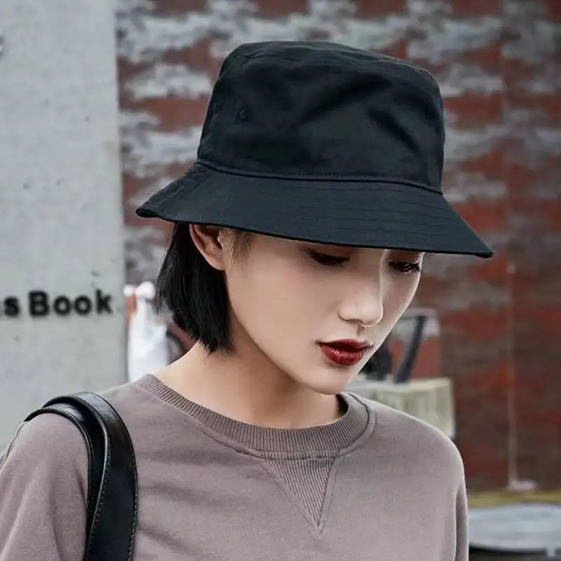 Big Head Summer Solid Color Bucket Hat Sad Boy Fisherman Hat