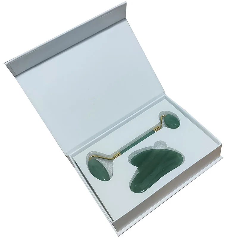 Günstig Natürliche Gesichts Schönheit Massage Werkzeug Jade Roller Gua Sha Stein Jade Massager Gesicht Hebe Werkzeuge Haut Massage Guasha Werkzeug Mit box