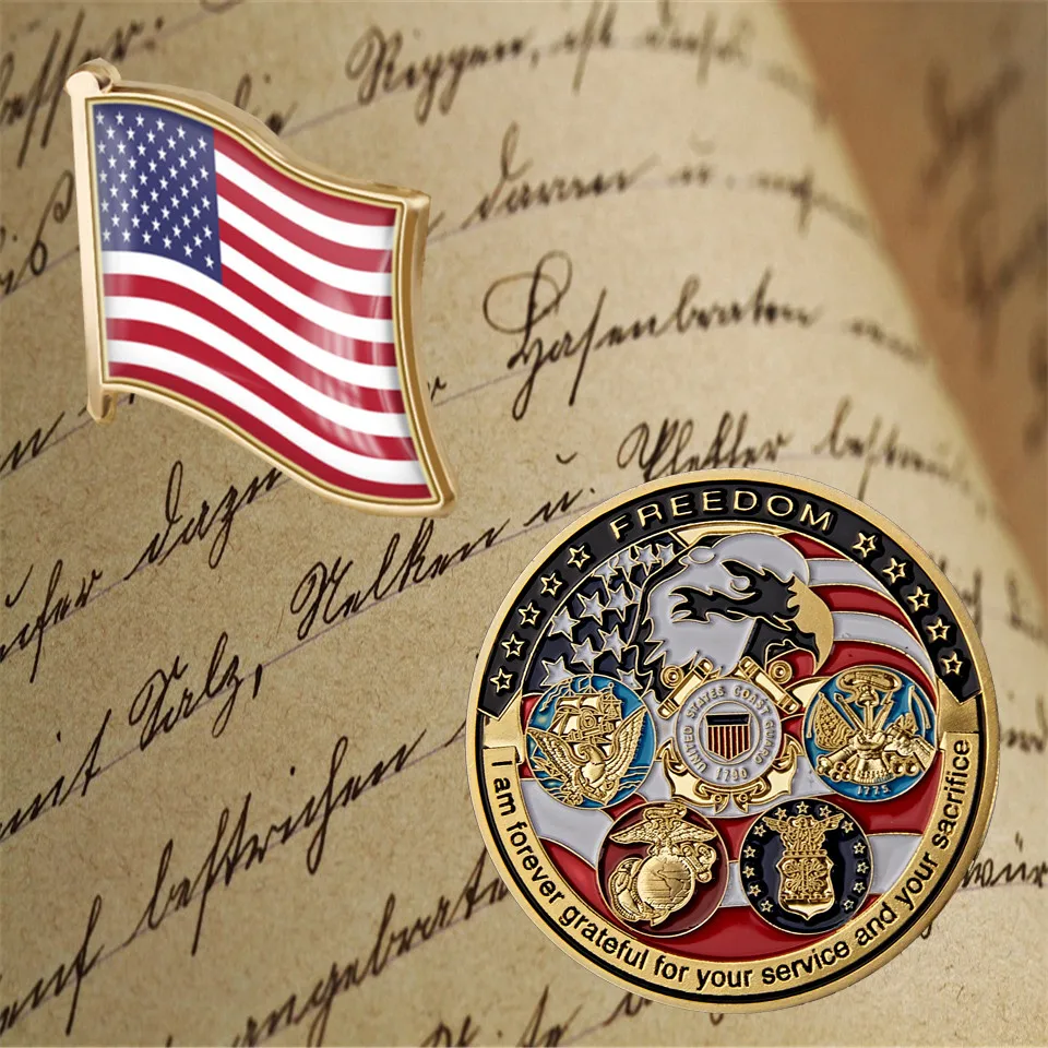 Волна США булавка брошь с флагом темно синий USAF USMC армии береговой охраны