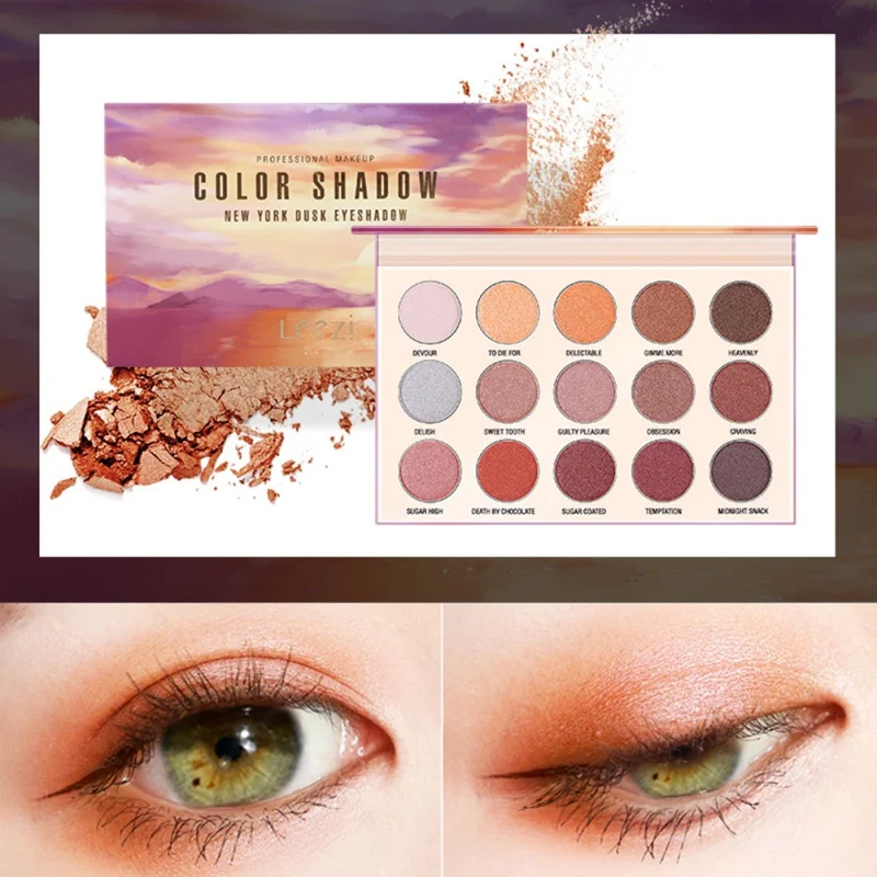 Waterproof Eyeshadow Palette Set Dusk Sunset Natural 15 Color Makeup Eyeshadow Palette