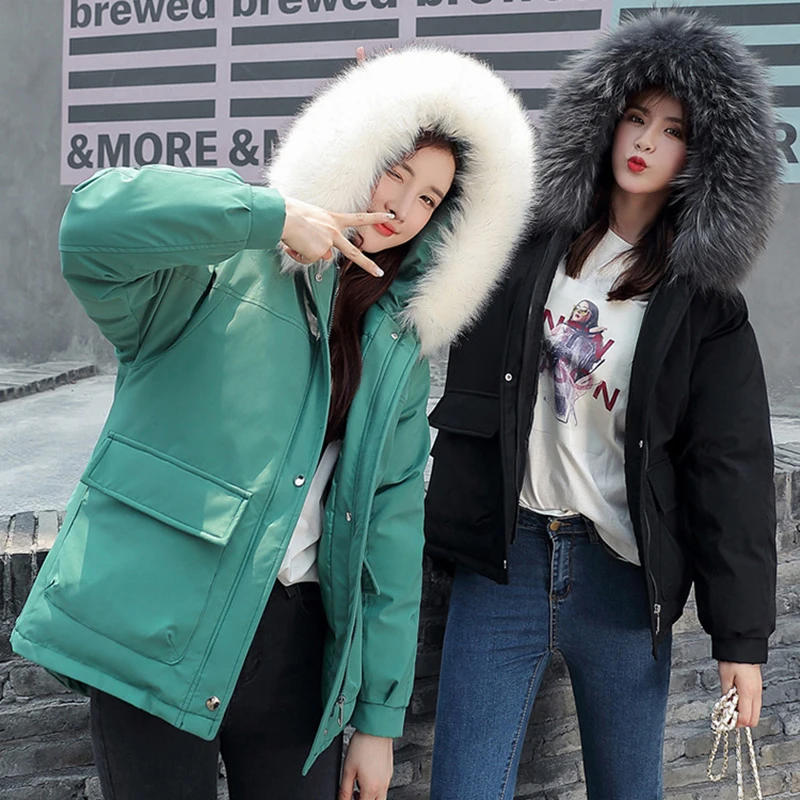 Best Winter Jacket Fur Coat 2019 New Fashion Fur Collar Winter Women Clothing Thickened Warm Jacket Short Pile Coats