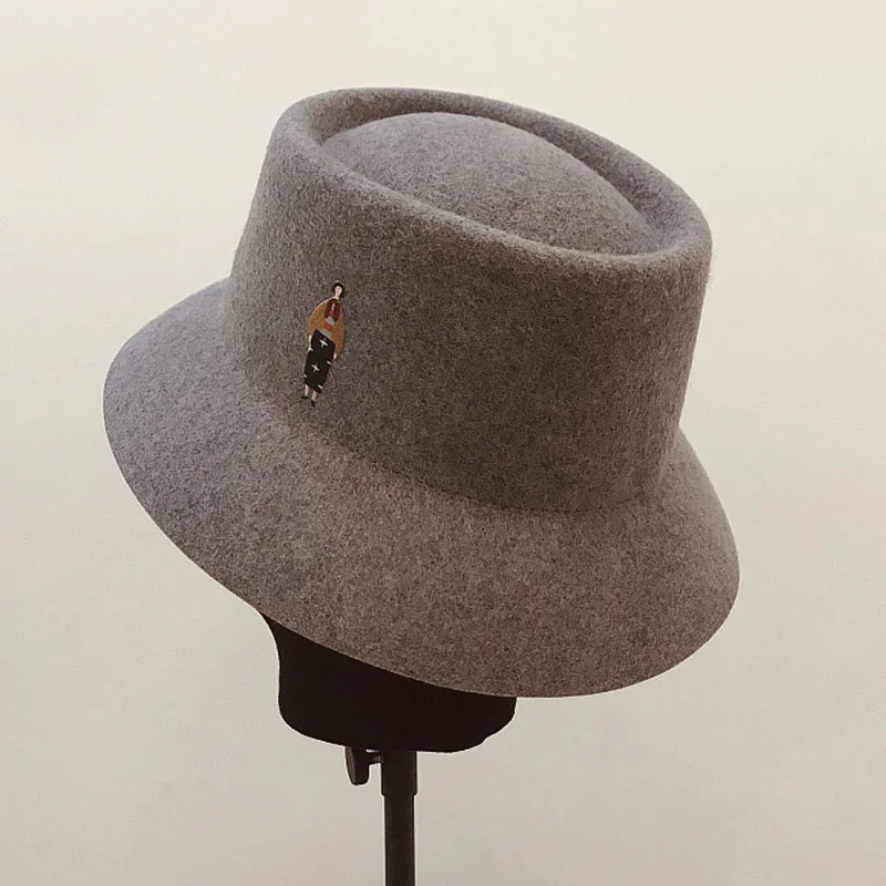 Элегантные ретро фетровые женские шапки Теплые осенне-зимние женские одноцветные мягкая фетровая шляпа с широкими полями шляпа Панама шляпа широкий гибкий колпак черная шляпа