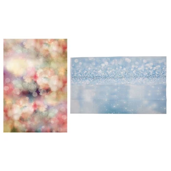 

2pcs 5X3FT Vinyl Photography Backdrop Background Photo Studio - Light Blue Glitter & Color blur vertigo aperture