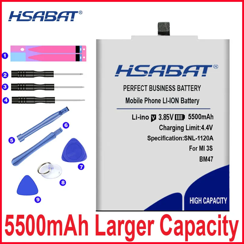 Аккумулятор HSABAT 5300 5500 мАч BM47 BM46 BN31 BN45 для оригинального Xiaomi Redmi 3 3S 3X 4X pro Note 5 5A Pro Mi 5X