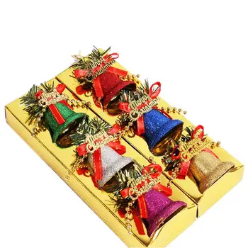

6pcs Christmas Tree Bell Adornment Colorful Dusted High-quality Plastic Bell Christmas Tree Hanging Ornament Accessories