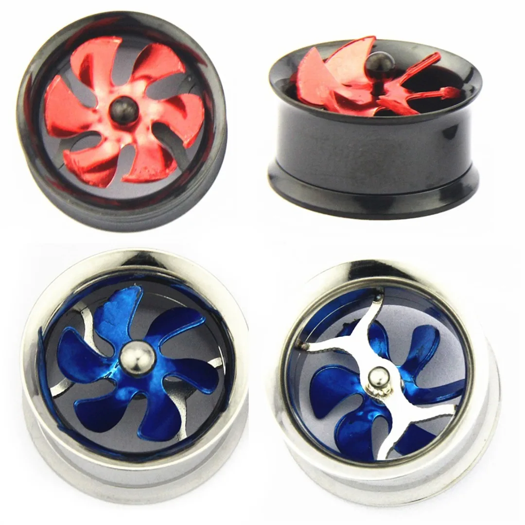 Hip Hop Rock Men Women Stainless Steel Spinning Fan Ear Expansion Flesh Tunnel Plug Trendy Body Piercing Jewelry Gift Shellhard | Украшения