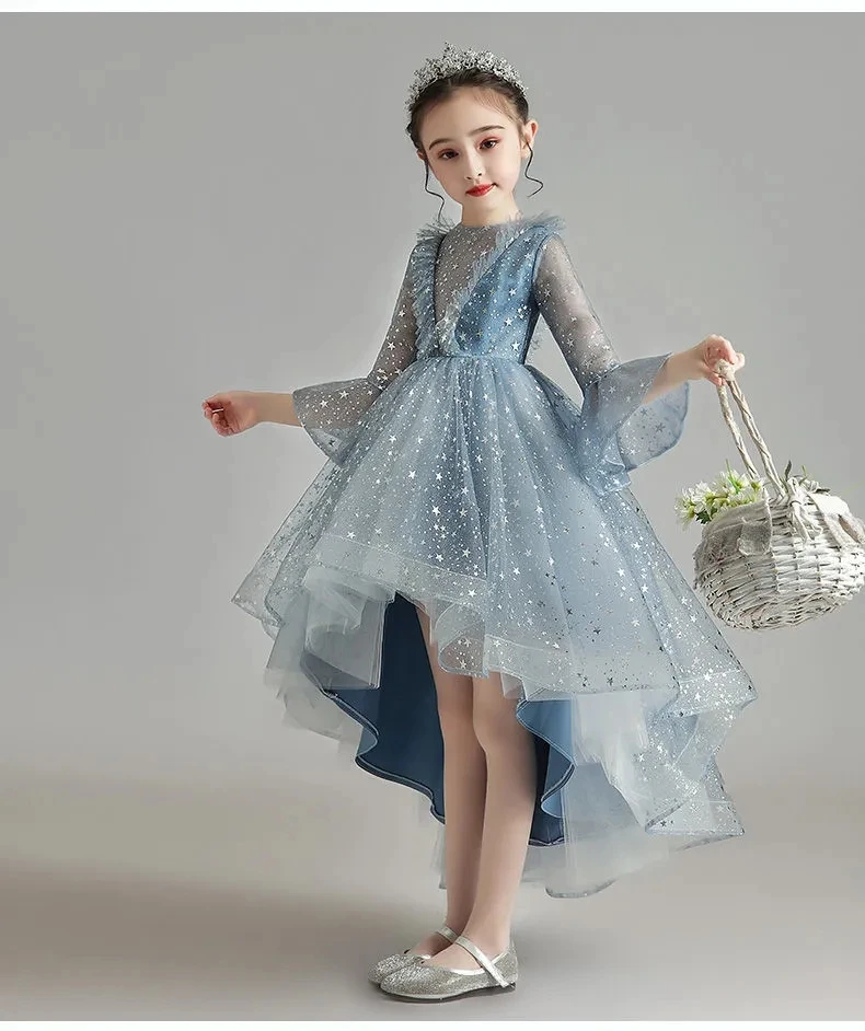 Wedding Glitter Sequin Tulle Flower girl Dress Toddler Summer Easter Kids 011NF 
