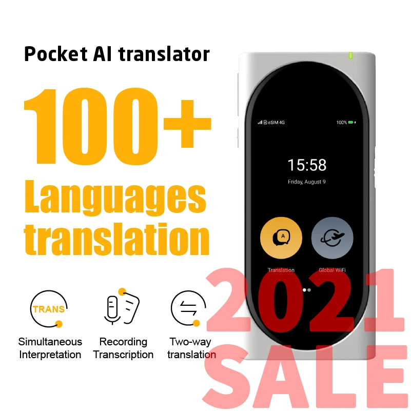 Langogo Genesis AI Smart Instant Voice  Translator Recording 104+ languages translation transcription esim wifi hotspot meeting
